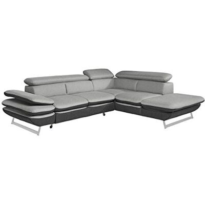 Mivano Ecksofa Prestige / Couch in L-Form mit Ottomane / Kopfteile und Armteil verstellbar / 265 x 74 x 223 / Zweifarbiger Strukturstoff, grau/anthrazit Mivano Ecksofa Prestige / Couch in L-Form mit Ottomane / Kopfteile und Armteil verstellbar / 265 x 74 x 223 / Zweifarbiger Strukturstoff, grau/anthrazit