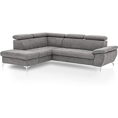 Mivano Eckcouch Gisele / Ecksofa mit Schlaffunktion, Stauraum, Armteilfunktion und Kopfteilverstellung / 256 x 83 x 209 / Velours, Graubraun Mivano Eckcouch Gisele / Ecksofa mit Schlaffunktion, Stauraum, Armteilfunktion und Kopfteilverstellung / 256 x 83 x 209 / Velours, Graubraun