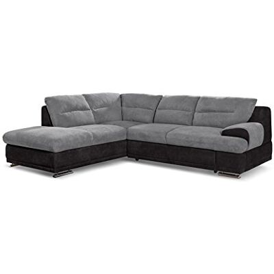 Mivano Ecksofa Coast / Große Sofagarnitur in L-Form mit Ottomane links / 264 x 88 x 217 / Materialmix: Grau/Schwarz Mivano Ecksofa Coast / Große Sofagarnitur in L-Form mit Ottomane links / 264 x 88 x 217 / Materialmix: Grau/Schwarz