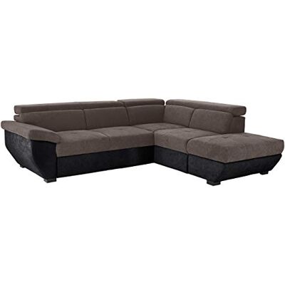 Mivano Ecksofa Speedway / Moderne Couch in L-Form mit verstellbaren Kopfteilen und Ottomane / 262 x 79 x 224 / Zweifarbiger Bezug, grey/black Mivano Ecksofa Speedway / Moderne Couch in L-Form mit verstellbaren Kopfteilen und Ottomane / 262 x 79 x 224 / Zweifarbiger Bezug, grey/black