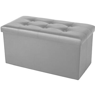 COSYLAND Sitzbank mit Stauraum 76 x 38 x 38 cm Sitzhocker Faltbare Hocker Sitztruhe bis 200 kg belastbar, für Wohnzimmer Schlafzimmer, Grau COSYLAND Sitzbank mit Stauraum 76 x 38 x 38 cm Sitzhocker Faltbare Hocker Sitztruhe bis 200 kg belastbar, für Wohnzimmer Schlafzimmer, Grau