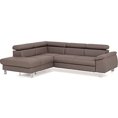 Mivano Ecksofa Micky mit Ottomane / L-Form-Sofa mit Schlaffunktion, Stauraum und Kopfteilverstellung / 249 x 72 x 207 / Kunstleder, Braun Mivano Ecksofa Micky mit Ottomane / L-Form-Sofa mit Schlaffunktion, Stauraum und Kopfteilverstellung / 249 x 72 x 207 / Kunstleder, Braun