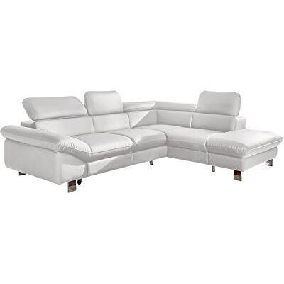 Mivano Ecksofa Driver mit Schlaffunktion und Stauraum / Ledersofa in L-Form mit Ottomane rechts / Inkl. verstellbare Kopfstützen / 266 x 73 x 214 / Kunstleder weiß Mivano Ecksofa Driver mit Schlaffunktion und Stauraum / Ledersofa in L-Form mit Ottomane rechts / Inkl. verstellbare Kopfstützen / 266 x 73 x 214 / Kunstleder weiß