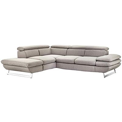 Mivano Ecksofa Prestige, Modernes Schlafsofa in L-Form mit Ottomane und Bettfunktion, Kopfstützen und Armlehne verstellbar, 265 x 74 x 223, Strukturstoff, grau Mivano Ecksofa Prestige, Modernes Schlafsofa in L-Form mit Ottomane und Bettfunktion, Kopfstützen und Armlehne verstellbar, 265 x 74 x 223, Strukturstoff, grau