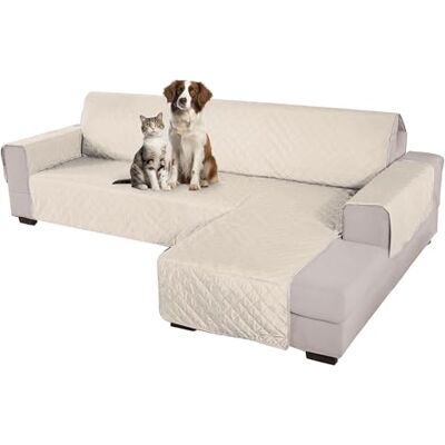 Comart Majestic Sofabezug – Sofabezug für Ecksofas mit Armlehnen, gesteppter Überwurf – wendbar – Kratzfest – maschinenwaschbar – rutschfest – Creme – Sofa mit Halbinsel 3-Sitzer Comart Majestic Sofabezug – Sofabezug für Ecksofas mit Armlehnen, gesteppter Überwurf – wendbar – Kratzfest – maschinenwaschbar – rutschfest – Creme – Sofa mit Halbinsel 3-Sitzer