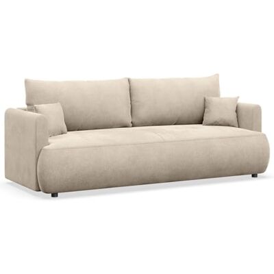 Selsey Schlafsofa 3 Sitzer mit Schlaffunktion und Bettkasten 226 cm – Hellbeige Velours Stoff – Modernes Sofa Bed für kleine Wohnzimmer & Gästezimmer Selsey Schlafsofa 3 Sitzer mit Schlaffunktion und Bettkasten 226 cm – Hellbeige Velours Stoff – Modernes Sofa Bed für kleine Wohnzimmer & Gästezimmer