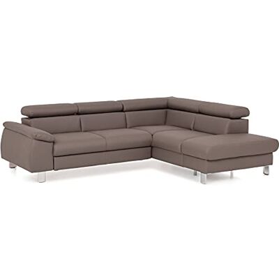 Mivano Ecksofa Micky mit Ottomane / L-Form-Sofa mit Schlaffunktion, Stauraum und Kopfteilverstellung / 249 x 72 x 207 / Kunstleder, Braun Mivano Ecksofa Micky mit Ottomane / L-Form-Sofa mit Schlaffunktion, Stauraum und Kopfteilverstellung / 249 x 72 x 207 / Kunstleder, Braun