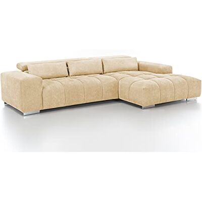 Mivano Ecksofa Orion / Große Eckcouch mit XL-Recamiere, Kopfteilfunktion und Kissen / 307 x 73 x 186 / Mikrofaser, Beige Mivano Ecksofa Orion / Große Eckcouch mit XL-Recamiere, Kopfteilfunktion und Kissen / 307 x 73 x 186 / Mikrofaser, Beige