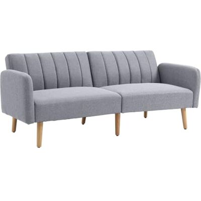 HOMCOM Schlafsofa Verstellbare Rückenlehne Armlehne 173x75x73cm Hellgrau 2-Sitzer Sofa mit Schlaffunktion, Dick Gepolsterte Couch, Schlafcouch, Holzbeine, Wohnzimmer, Gästezimmer HOMCOM Schlafsofa Verstellbare Rückenlehne Armlehne 173x75x73cm Hellgrau 2-Sitzer Sofa mit Schlaffunktion, Dick Gepolsterte Couch, Schlafcouch, Holzbeine, Wohnzimmer, Gästezimmer