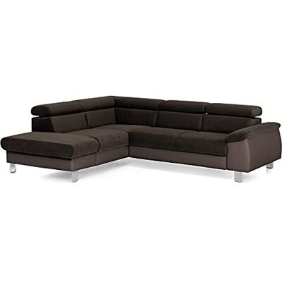 Mivano Ecksofa Micky mit Ottomane / Eckcouch mit Bettfunktion, kleinem Bettkasten und Kopfteilverstellung / 249 x 72 x 207 / Mikrofaser/Kunstleder, Dunkelbraun Mivano Ecksofa Micky mit Ottomane / Eckcouch mit Bettfunktion, kleinem Bettkasten und Kopfteilverstellung / 249 x 72 x 207 / Mikrofaser/Kunstleder, Dunkelbraun