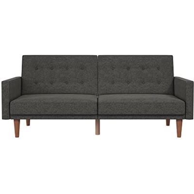 DHP Furniture Wimberly Futon Schlafsofa, Grau, Stoffbezug, 3‑Sitzer 200 x 86 x 80 cm 200 x 86 x 80 cm DHP Furniture Wimberly Futon Schlafsofa, Grau, Stoffbezug, 3‑Sitzer 200 x 86 x 80 cm 200 x 86 x 80 cm