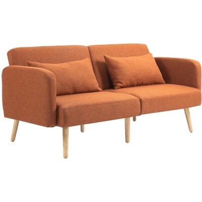 HOMCOM Verwandlungsofa 3-Sitzer Schlafsofa 2-Sitzer klick-Klack Braun Verstellbare Rückenlehne und Armlehnen, Leinenoptik-Stoff, Massivholzbeine, 2 waschbare Kissen. HOMCOM Verwandlungsofa 3-Sitzer Schlafsofa 2-Sitzer klick-Klack Braun Verstellbare Rückenlehne und Armlehnen, Leinenoptik-Stoff, Massivholzbeine, 2 waschbare Kissen.