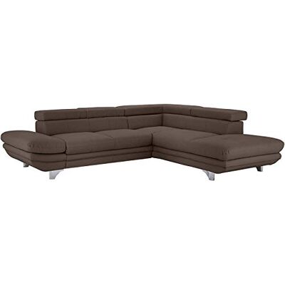 Mivano Schlafsofa Enterprise / Trendige Ledercouch in L-Form mit Ottomane rechts / Inkl. Bettfunktion und höhenverstellbare Kopfstützen / 273 x 75 x 238 / Kunstleder: graubraun Mivano Schlafsofa Enterprise / Trendige Ledercouch in L-Form mit Ottomane rechts / Inkl. Bettfunktion und höhenverstellbare Kopfstützen / 273 x 75 x 238 / Kunstleder: graubraun