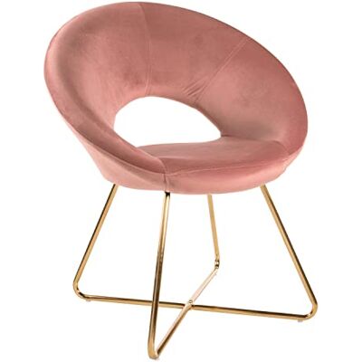 Baroni Home MONTEMAGGI Samt Sessel mit goldenen Beinen, kreisförmig, Bürosessel, Wohnzimmersessel, ergonomische Sitzen, 71 x 59 x 84 cm Puderrosa Baroni Home MONTEMAGGI Samt Sessel mit goldenen Beinen, kreisförmig, Bürosessel, Wohnzimmersessel, ergonomische Sitzen, 71 x 59 x 84 cm Puderrosa
