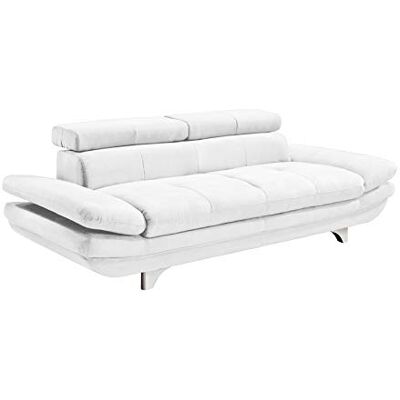 Mivano 3er-Ledersofa Enterprise / Dreisitzer Kunstleder-Couch mit Armteilfunktion und Kopfteilverstellung / 233 x 72 x 104 / Lederimitat, weiß Mivano 3er-Ledersofa Enterprise / Dreisitzer Kunstleder-Couch mit Armteilfunktion und Kopfteilverstellung / 233 x 72 x 104 / Lederimitat, weiß