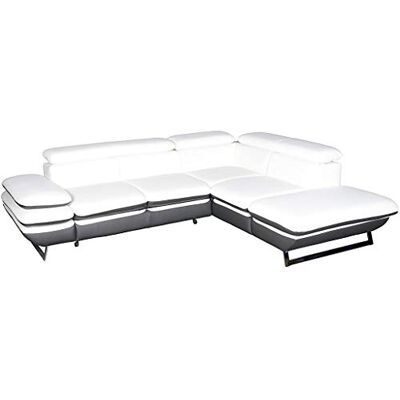 Mivano Ecksofa Prestige / Couch in L-Form mit Ottomane / Kopfteile und Armteil verstellbar / 265 x 74 x 223 / Zweifarbiges Kunstleder, weiß/dunkelgrau Mivano Ecksofa Prestige / Couch in L-Form mit Ottomane / Kopfteile und Armteil verstellbar / 265 x 74 x 223 / Zweifarbiges Kunstleder, weiß/dunkelgrau