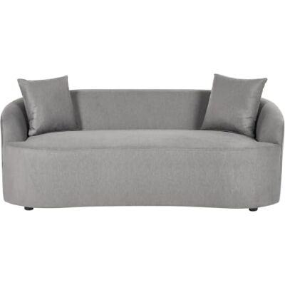 Beliani 2-Sitzer Sofa Stoff grau gepolstert oval geschwungen mit 2 Kissen modern organische Form Amal Beliani 2-Sitzer Sofa Stoff grau gepolstert oval geschwungen mit 2 Kissen modern organische Form Amal