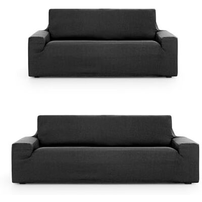 ECOMMERC3 Sofaüberwurf 3+2 Duo, universell und vielseitig – Sofabezug in Dunkelgrau, einfach anzubringen, für Rückenlehne, Sitzfläche und Armlehnen ECOMMERC3 Sofaüberwurf 3+2 Duo, universell und vielseitig – Sofabezug in Dunkelgrau, einfach anzubringen, für Rückenlehne, Sitzfläche und Armlehnen
