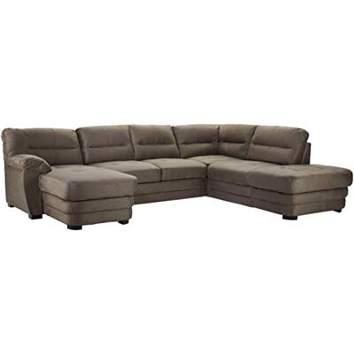 Mivano Wohnlandschaft Royale, Zeitloses Bettsofa in U-Form mit Schlaffunktion, kleinem Bettkasten und hohen Rückenlehnen, 316 x 90 x 230, Mikrofaser, dunkelgrau Mivano Wohnlandschaft Royale, Zeitloses Bettsofa in U-Form mit Schlaffunktion, kleinem Bettkasten und hohen Rückenlehnen, 316 x 90 x 230, Mikrofaser, dunkelgrau