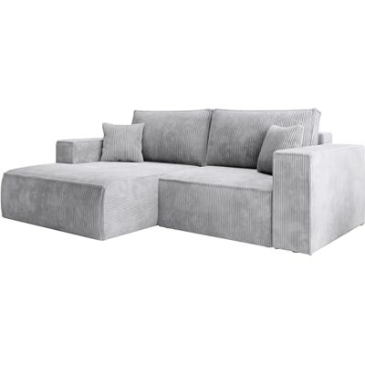 Selsey Ecksofa Hellgrau Sofa Mit Schlaffunktion Linksseitig Inkl. Bettkasten 240 x 167 cm Und Abnehmbare Rückenkissen Kleines Couch Sofa Modular Ottomane Kompakt Für Kleine Wohnräume Cord Bezug Selsey Ecksofa Hellgrau Sofa Mit Schlaffunktion Linksseitig Inkl. Bettkasten 240 x 167 cm Und Abnehmbare Rückenkissen Kleines Couch Sofa Modular Ottomane Kompakt Für Kleine Wohnräume Cord Bezug