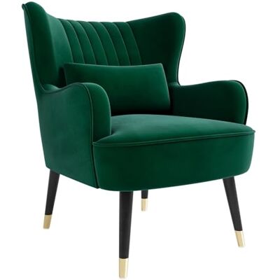 Vesgantti Samt Sessel, Moderne Relaxsessel mit Holzbein, Loungesessel mit Armlehnen, Ohrensessel für Wohnzimmer Schlafzimmer Vesgantti Samt Sessel, Moderne Relaxsessel mit Holzbein, Loungesessel mit Armlehnen, Ohrensessel für Wohnzimmer Schlafzimmer