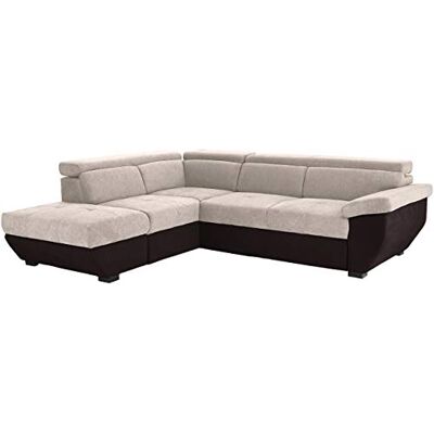 Mivano Schlafsofa Speedway / Moderne Eckcouch mit Bettfunktion, Stauraum und verstellbaren Kopfstützen / 262 x 79 x 224 / Zweifarbiger Bezug, Creme/Braun Mivano Schlafsofa Speedway / Moderne Eckcouch mit Bettfunktion, Stauraum und verstellbaren Kopfstützen / 262 x 79 x 224 / Zweifarbiger Bezug, Creme/Braun
