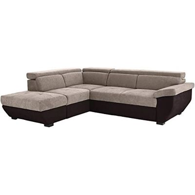 Mivano Schlafsofa Speedway / Moderne Eckcouch mit Bettfunktion, Stauraum und verstellbaren Kopfstützen / 262 x 79 x 224 / Zweifarbiger Bezug, elephant/mud Mivano Schlafsofa Speedway / Moderne Eckcouch mit Bettfunktion, Stauraum und verstellbaren Kopfstützen / 262 x 79 x 224 / Zweifarbiger Bezug, elephant/mud