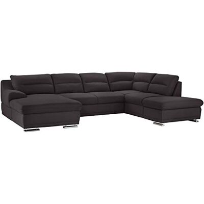 Mivano Wohnlandschaft Coast / Große Schlafcouch in U-Form / Mit Bettfunktion und Stauraum / Recamiere links und Ottomane rechts / 334 x 88 x 217 / Mikrofaser: anthracite Mivano Wohnlandschaft Coast / Große Schlafcouch in U-Form / Mit Bettfunktion und Stauraum / Recamiere links und Ottomane rechts / 334 x 88 x 217 / Mikrofaser: anthracite