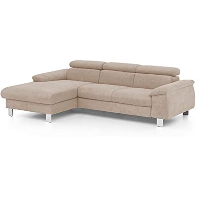 Mivano Ecksofa Micky mit Recamiere / Eckcouch mit Bettfunktion, Bettkasten und Kopfteilverstellung / 244 x 72 x 166 / Mikrofaser, Hellbraun Mivano Ecksofa Micky mit Recamiere / Eckcouch mit Bettfunktion, Bettkasten und Kopfteilverstellung / 244 x 72 x 166 / Mikrofaser, Hellbraun