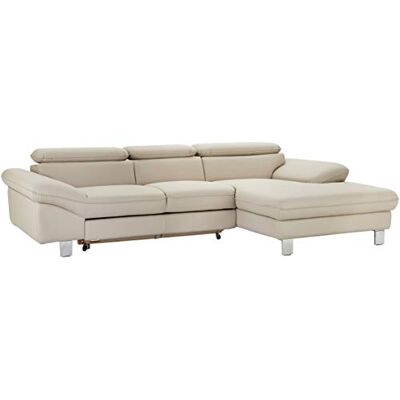 Mivano Ecksofa Driver mit Recamiere rechts, Ledercouch mit Bettfunktion und Bettkasten / Inkl. verstellbare Kopfstützen, 268 x 73 x 169, Kunstleder, Hellbraun Mivano Ecksofa Driver mit Recamiere rechts, Ledercouch mit Bettfunktion und Bettkasten / Inkl. verstellbare Kopfstützen, 268 x 73 x 169, Kunstleder, Hellbraun