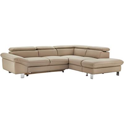 Mivano Ecksofa Driver mit Ottomane rechts, Ledercouch mit Bettfunktion und Bettkasten klein / Inkl. verstellbare Kopfstützen, 266 x 73 x 214, Kunstleder, Hellbraun Mivano Ecksofa Driver mit Ottomane rechts, Ledercouch mit Bettfunktion und Bettkasten klein / Inkl. verstellbare Kopfstützen, 266 x 73 x 214, Kunstleder, Hellbraun