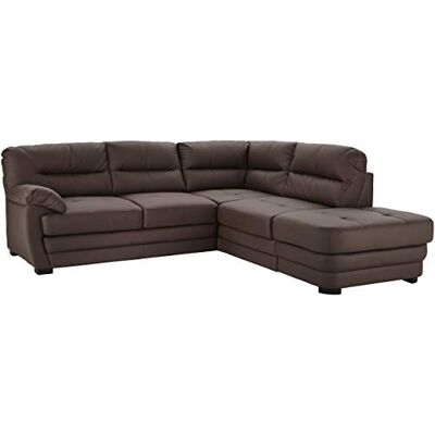 Mivano Ecksofa Royale / Zeitloses Sofa in L-Form mit Ottomane und hohen Rückenlehnen / 246 x 90 x 230 / Lederoptik, braun Mivano Ecksofa Royale / Zeitloses Sofa in L-Form mit Ottomane und hohen Rückenlehnen / 246 x 90 x 230 / Lederoptik, braun