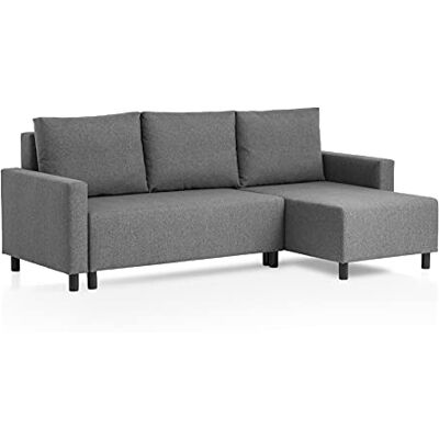 Traumnacht Schlafsofa Avallon, Ecksofa in L-Form mit Schlaffunktion und Stauraum in der Ottomane, produziert nach deutschem Qualitätsstandard, grau, 136 x 224 x 80 cm Traumnacht Schlafsofa Avallon, Ecksofa in L-Form mit Schlaffunktion und Stauraum in der Ottomane, produziert nach deutschem Qualitätsstandard, grau, 136 x 224 x 80 cm