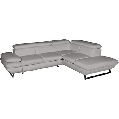 Mivano Ecksofa Prestige / Couch in L-Form mit Ottomane / Kopfteile und Armteil verstellbar / 265 x 74 x 223 / Kunstleder, hellgrau Mivano Ecksofa Prestige / Couch in L-Form mit Ottomane / Kopfteile und Armteil verstellbar / 265 x 74 x 223 / Kunstleder, hellgrau