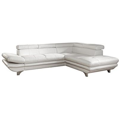 Mivano Ecksofa Enterprise / Trendige Ledercouch in L-Form mit Bettfunktion / Kopfstützen und Armteil verstellbar / 273 x 75 x 238 / Kunstleder: weiß Mivano Ecksofa Enterprise / Trendige Ledercouch in L-Form mit Bettfunktion / Kopfstützen und Armteil verstellbar / 273 x 75 x 238 / Kunstleder: weiß