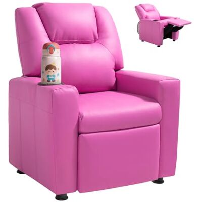 VEVOR Liegestuhl Kindersessel mit Getränkehaltern, 101° bis 121° verstellbare Rückenlehne, Liegecouch aus PU-Leder mit Fußstütze, für Jungen Mädchen Kinder (Rosa) 41 kg belastbarer Relaxsessel VEVOR Liegestuhl Kindersessel mit Getränkehaltern, 101° bis 121° verstellbare Rückenlehne, Liegecouch aus PU-Leder mit Fußstütze, für Jungen Mädchen Kinder (Rosa) 41 kg belastbarer Relaxsessel