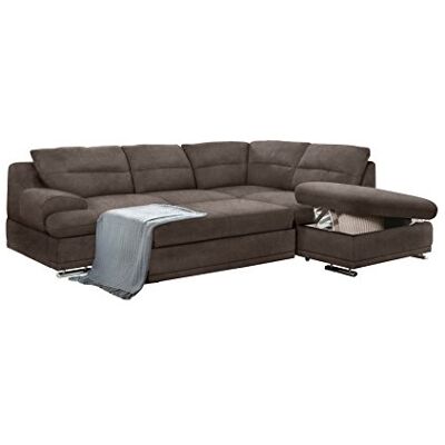 Mivano Schlafsofa Coast / Großes Ecksofa mit Schlaffunktion, Stauraum und Ottomane rechts / 264 x 88 x 217 / Strukturstoff: Dunkelbraun Mivano Schlafsofa Coast / Großes Ecksofa mit Schlaffunktion, Stauraum und Ottomane rechts / 264 x 88 x 217 / Strukturstoff: Dunkelbraun
