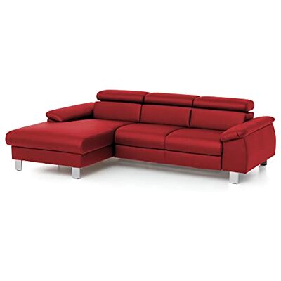 Mivano Ecksofa Micky mit Recamiere / L-Form-Sofa mit Schlaffunktion, Bettkasten und Kopfteilverstellung / 244 x 72 x 166 / Kunstleder, Rot Mivano Ecksofa Micky mit Recamiere / L-Form-Sofa mit Schlaffunktion, Bettkasten und Kopfteilverstellung / 244 x 72 x 166 / Kunstleder, Rot