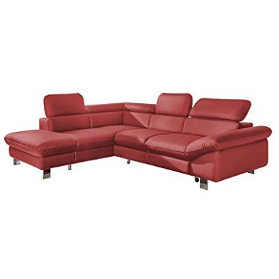 Mivano Ecksofa Driver mit Schlaffunktion und Stauraum / Ledersofa in L-Form mit Ottomane links / Inkl. verstellbare Kopfstützen / 266 x 73 x 214 / Kunstleder rot Mivano Ecksofa Driver mit Schlaffunktion und Stauraum / Ledersofa in L-Form mit Ottomane links / Inkl. verstellbare Kopfstützen / 266 x 73 x 214 / Kunstleder rot
