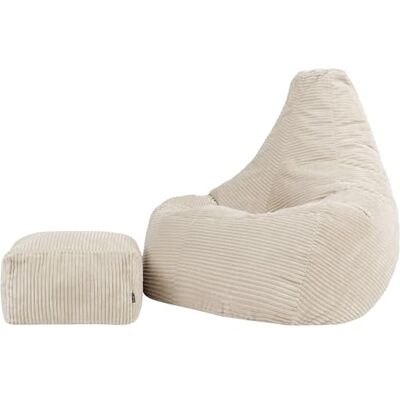 Icon Dalton XXL Sitzsack Cord mit Hocker, Beige, Gaming Sitzsack Erwachsene mit Füllung, Bean Bag, Cord Sessel, Lounge Sessel, Lounge Stuhl, Schlafzimmer, Wohnzimmer, Wohnzimmer Möbel Icon Dalton XXL Sitzsack Cord mit Hocker, Beige, Gaming Sitzsack Erwachsene mit Füllung, Bean Bag, Cord Sessel, Lounge Sessel, Lounge Stuhl, Schlafzimmer, Wohnzimmer, Wohnzimmer Möbel