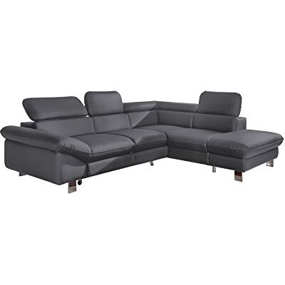 Mivano Ecksofa Driver in modernem Design / Ledersofa in L-Form mit Ottomane rechts / Inkl. verstellbare Kopfstützen / 266 x 73 x 214 / Kunstleder grau Mivano Ecksofa Driver in modernem Design / Ledersofa in L-Form mit Ottomane rechts / Inkl. verstellbare Kopfstützen / 266 x 73 x 214 / Kunstleder grau
