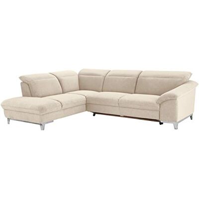 Mivano Schlafsofa Teresa / L-Form-Sofa mit Bett, verstellbaren Kopfstützen und Ottomane / 293 x 84 x 232 / Mikrofaser, Creme Mivano Schlafsofa Teresa / L-Form-Sofa mit Bett, verstellbaren Kopfstützen und Ottomane / 293 x 84 x 232 / Mikrofaser, Creme