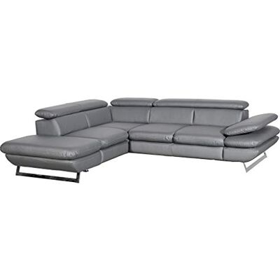 Mivano Ecksofa Prestige / L-Form-Sofa mit Ottomane / Kopfstützen und Armlehne verstellbar / 265 x 74 x 223 / Kunstleder, dunkelgrau Mivano Ecksofa Prestige / L-Form-Sofa mit Ottomane / Kopfstützen und Armlehne verstellbar / 265 x 74 x 223 / Kunstleder, dunkelgrau