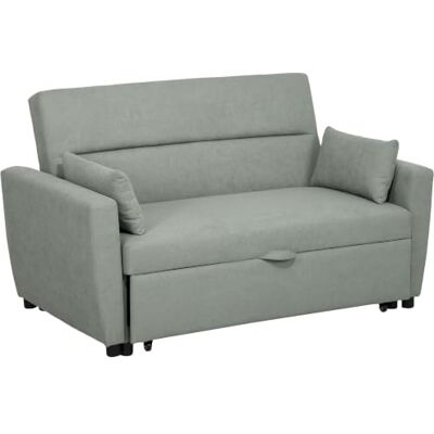 HOMCOM Schlafsofa mit Schlaffunktion, Verstellbare Rückenlehne, Hellgrau 2-Sitzer Sofa, Couch mit Kissen, Samtoptik, Schlafcouch für Wohnzimmer, Gästezimmer HOMCOM Schlafsofa mit Schlaffunktion, Verstellbare Rückenlehne, Hellgrau 2-Sitzer Sofa, Couch mit Kissen, Samtoptik, Schlafcouch für Wohnzimmer, Gästezimmer