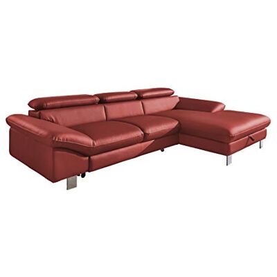 Mivano Ecksofa Driver mit Schlaffunktion und Stauraum / Ledersofa in L-Form mit Recamiere rechts / Inkl. verstellbare Kopfstützen / 266 x 73 x 169 / Kunstleder rot Mivano Ecksofa Driver mit Schlaffunktion und Stauraum / Ledersofa in L-Form mit Recamiere rechts / Inkl. verstellbare Kopfstützen / 266 x 73 x 169 / Kunstleder rot