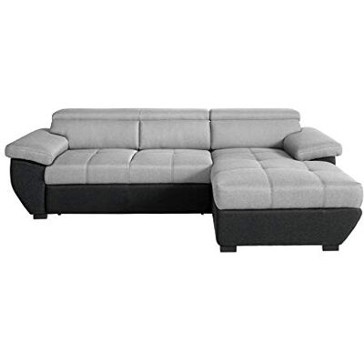 Mivano Schlafsofa Speedway / Moderne Couch in L-Form mit Bett, Bettkasten und verstellbaren Kopfteilen / 267 x 79 x 170 / Zweifarbig: Grau-Schwarz Mivano Schlafsofa Speedway / Moderne Couch in L-Form mit Bett, Bettkasten und verstellbaren Kopfteilen / 267 x 79 x 170 / Zweifarbig: Grau-Schwarz