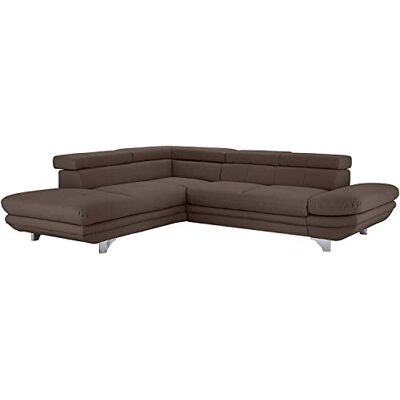 Mivano Schlafsofa Enterprise / Trendige Ledercouch in L-Form mit Ottomane links / Inkl. Bettfunktion und höhenverstellbare Kopfstützen / 273 x 75 x 238 / Kunstleder: graubraun Mivano Schlafsofa Enterprise / Trendige Ledercouch in L-Form mit Ottomane links / Inkl. Bettfunktion und höhenverstellbare Kopfstützen / 273 x 75 x 238 / Kunstleder: graubraun