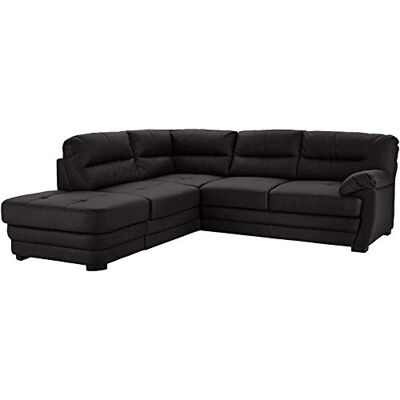 Mivano Ecksofa Royale / Zeitloses Schlafsofa in L-Form mit Bettfunktion, Stauraum, Ottomane und hohen Rückenlehnen / 246 x 90 x 230 / Lederoptik, schwarz Mivano Ecksofa Royale / Zeitloses Schlafsofa in L-Form mit Bettfunktion, Stauraum, Ottomane und hohen Rückenlehnen / 246 x 90 x 230 / Lederoptik, schwarz