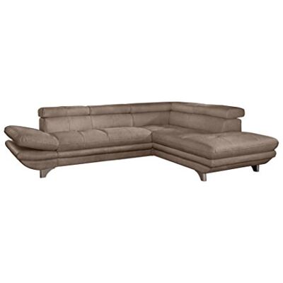 Mivano Ecksofa Enterprise / Trendige Eckcouch in L-Form mit Bettfunktion / Kopfstützen und Armteil verstellbar / 273 x 75 x 238 / Mikrofaser: braun Mivano Ecksofa Enterprise / Trendige Eckcouch in L-Form mit Bettfunktion / Kopfstützen und Armteil verstellbar / 273 x 75 x 238 / Mikrofaser: braun