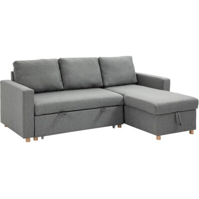 HOMCOM Ecksofa, ausziehbar, 3-Sitzer, anpassbar, Grau Ottomane wendbar, integrierte Aufbewahrungsbox, 3 Rückenkissen, Stoff in Leinenoptik HOMCOM Ecksofa, ausziehbar, 3-Sitzer, anpassbar, Grau Ottomane wendbar, integrierte Aufbewahrungsbox, 3 Rückenkissen, Stoff in Leinenoptik